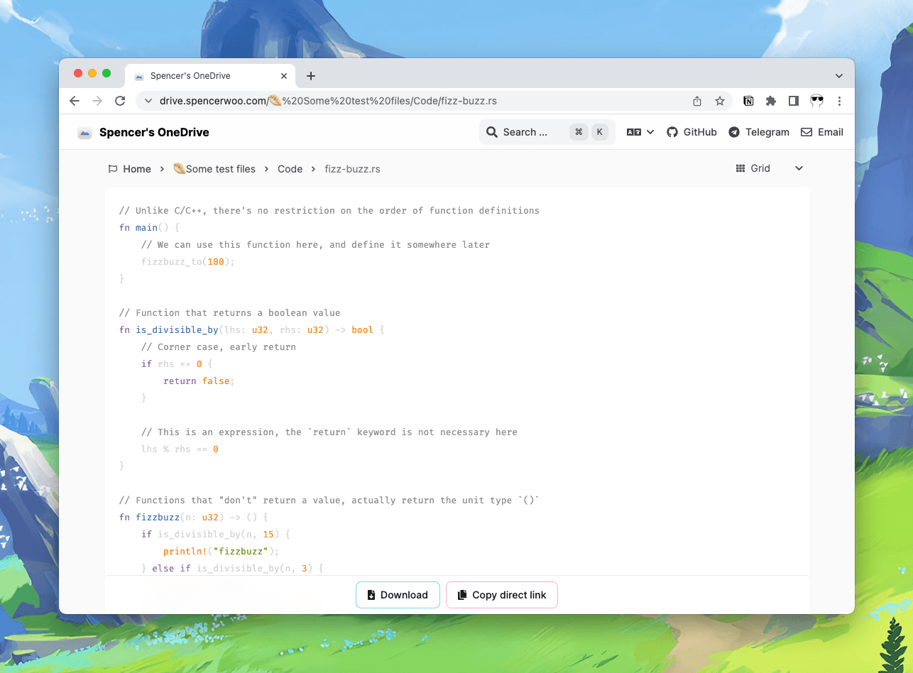 Light code syntax highlight
